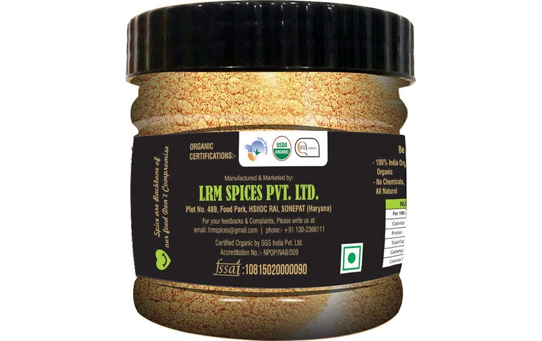 Organic LRM Cold Grinded Ginger Powder    Glass Jar  100 grams